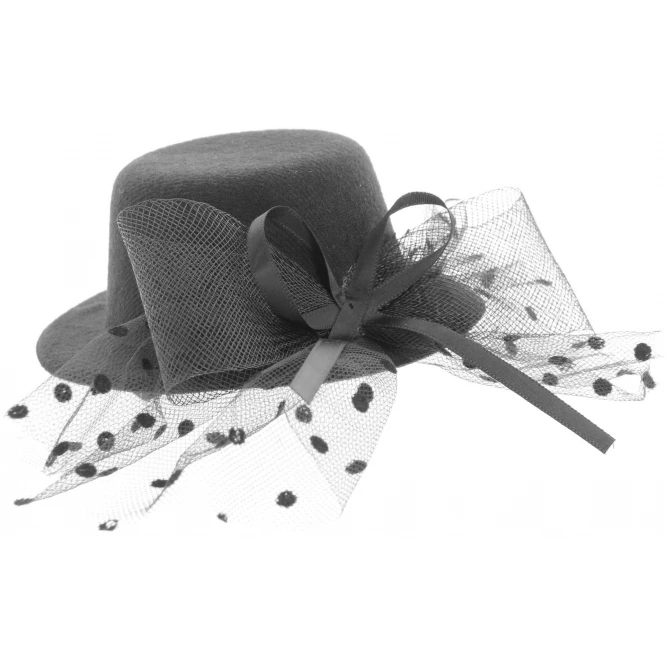 MICA Festival Mini-Hut - Mit Clip - Aus Polyester - Schwarz 1 MICA Festival Mini-Hut - Mit Clip - Aus Polyester - Schwarz