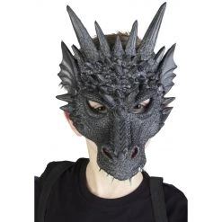 MICA Festival Halloweenmaske - Drache - Für Kinder - Schwarz