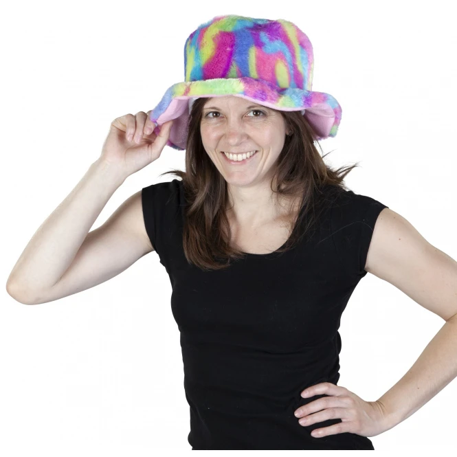 MICA Festival Faschingshut - Regenbogen-Plüsch - Für Erwachsene 1 MICA Festival Faschingshut - Regenbogen-Plüsch - Für Erwachsene