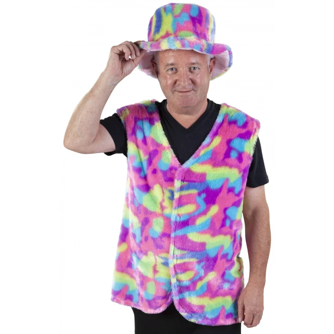 MICA Festival Weste - Regenbogen-Plüsch - Für Damen Oder Herren 2 MICA Festival Weste - Regenbogen-Plüsch - Für Damen Oder Herren – Bild 2