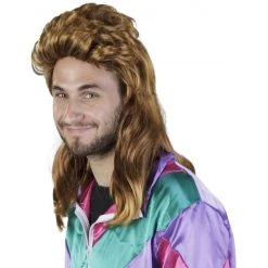 MICA Festival Perücke Für Erwachsene - Vokuhila - Braun