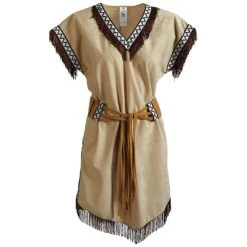 Fries Kostüm - Amerikanische Ureinwohnerin Heller Stern - Für Erwachsene - Verschiedene Größen -Mica Decorations Geschäft 222851 222854 2