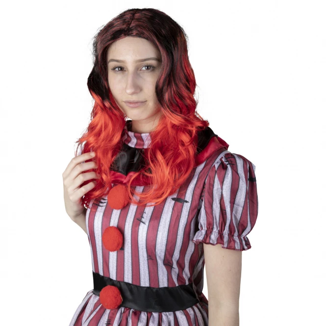 MICA Festival Langhaarperücke Schwarz/rot - Für Erwachsene 1 MICA Festival Langhaarperücke Schwarz/rot - Für Erwachsene