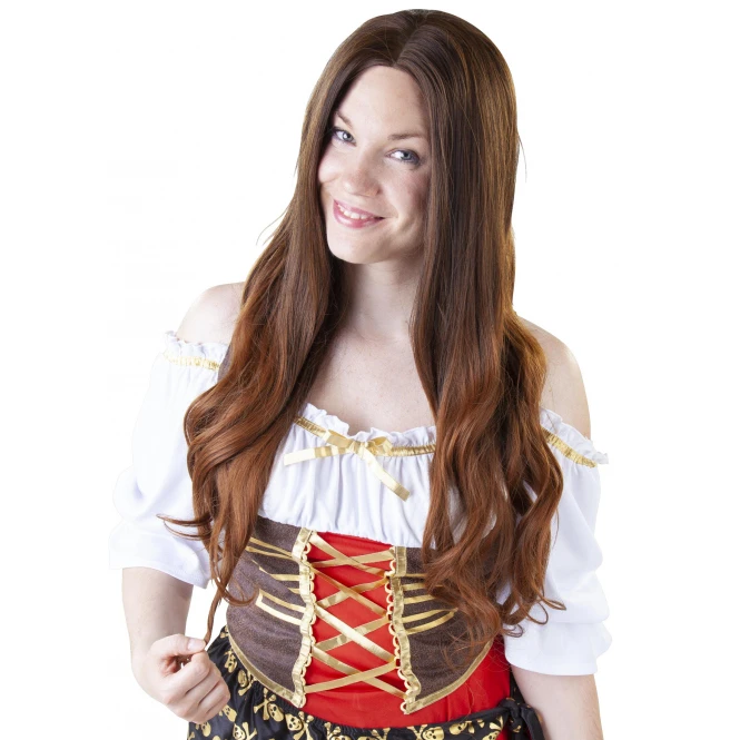 MICA Festival Langhaarperücke Für Erwachsene - Braune Locken 2 MICA Festival Langhaarperücke Für Erwachsene - Braune Locken – Bild 2