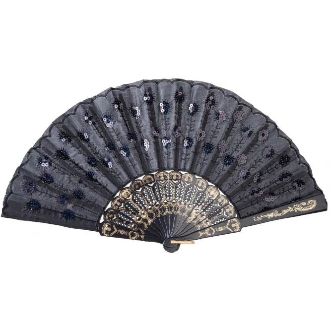 MICA Festival Fächer - Schwarz/gold - 42 X 22,5 Cm 2 MICA Festival Fächer - Schwarz/gold - 42 X 22,5 Cm – Bild 2